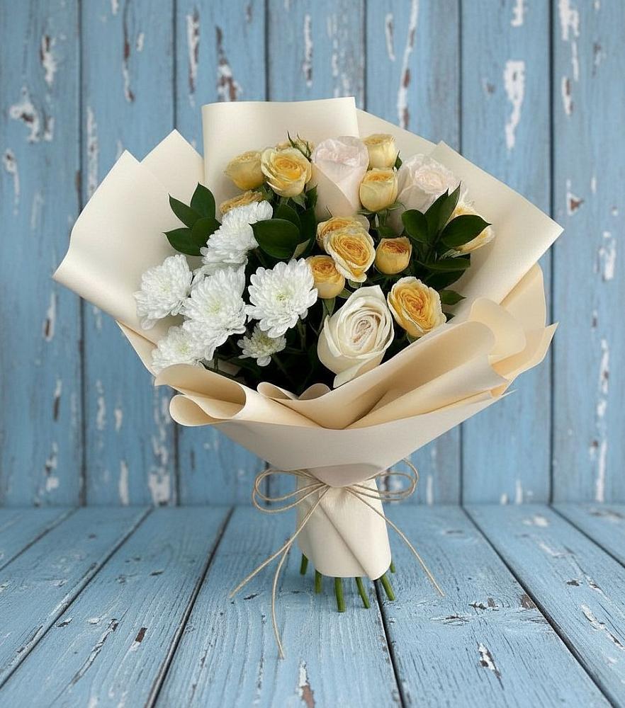 Букет цветов из: Розы и Хризантемы в Обливской