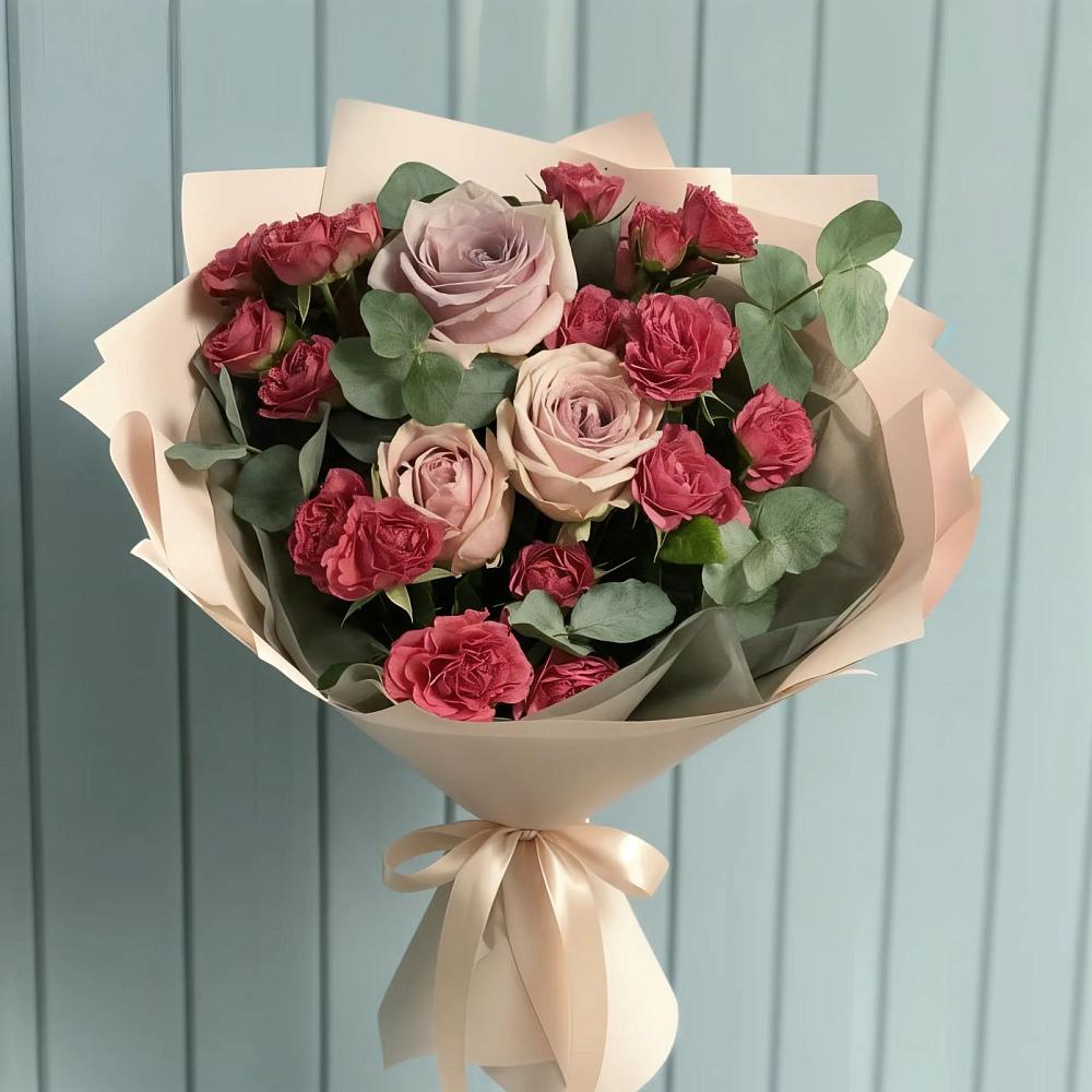 Букет цветов из: Гвоздики и Розы в Обливской