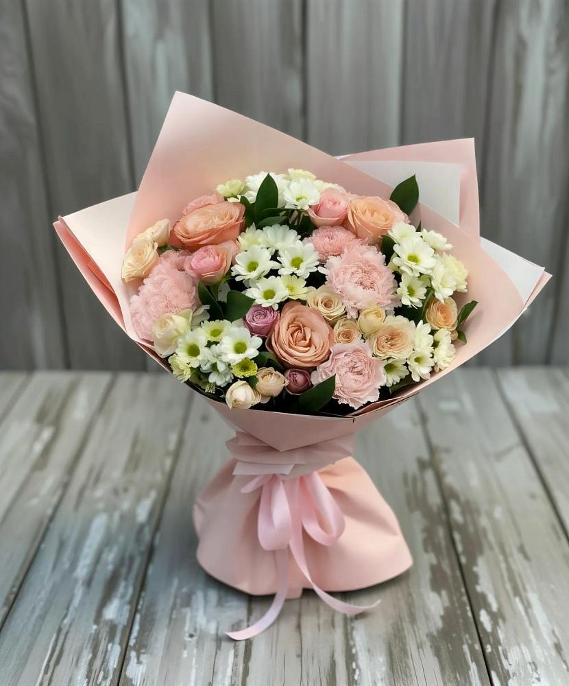 Букет цветов из: Гвоздики, Розы и Хризантемы в Обливской