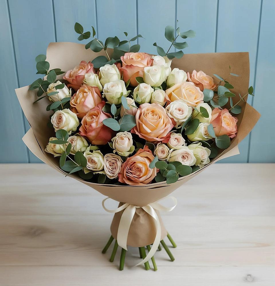 Букет цветов из: Альстромерии и Розы в Обливской