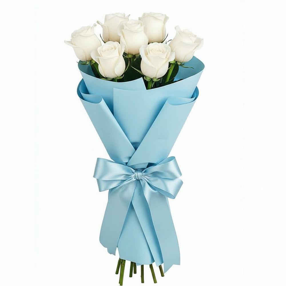 Букет 7 белых роз Проуд в Обливской