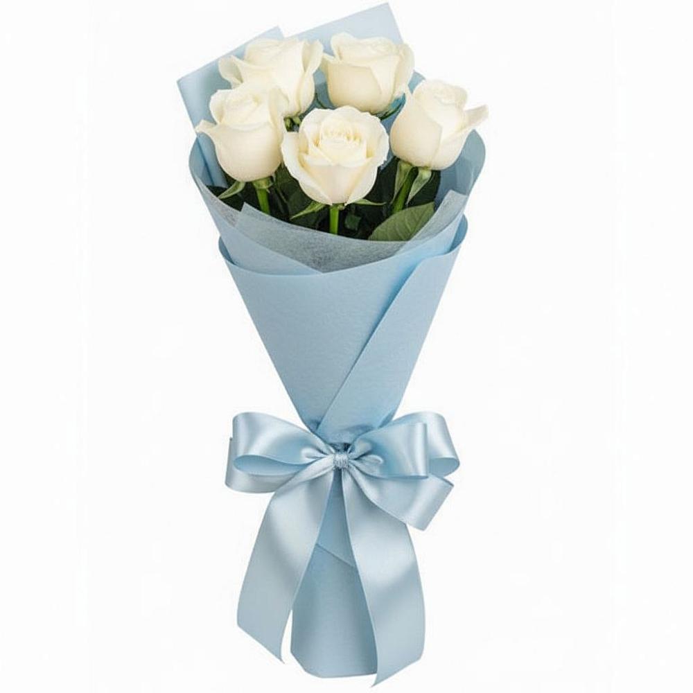 Букет 5 Белых роз Проуд в Обливской