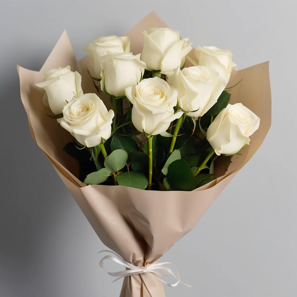 Букет 9 Белых роз Эдлесс Лав в Обливской