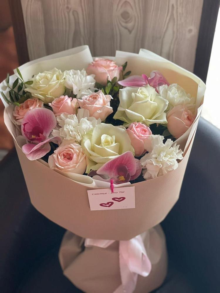 Букет цветов из: Орхидеи, Розы и Гвоздики в Обливской