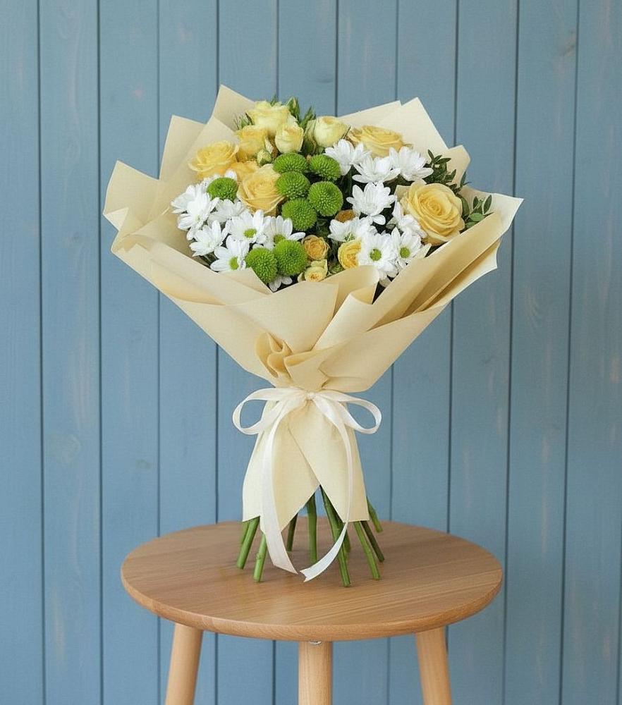 Букет цветов из: Хризантемы и Розы в Обливской