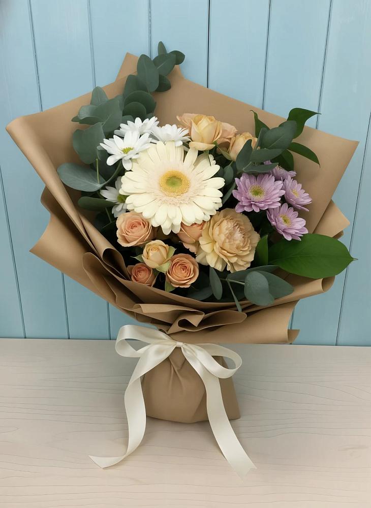 Букет цветов из: Герберы и Хризантемы в Обливской