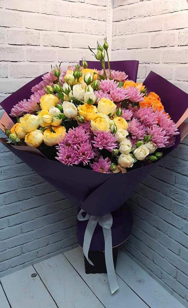 Букет цветов из: Хризантемы и Розы в Обливской