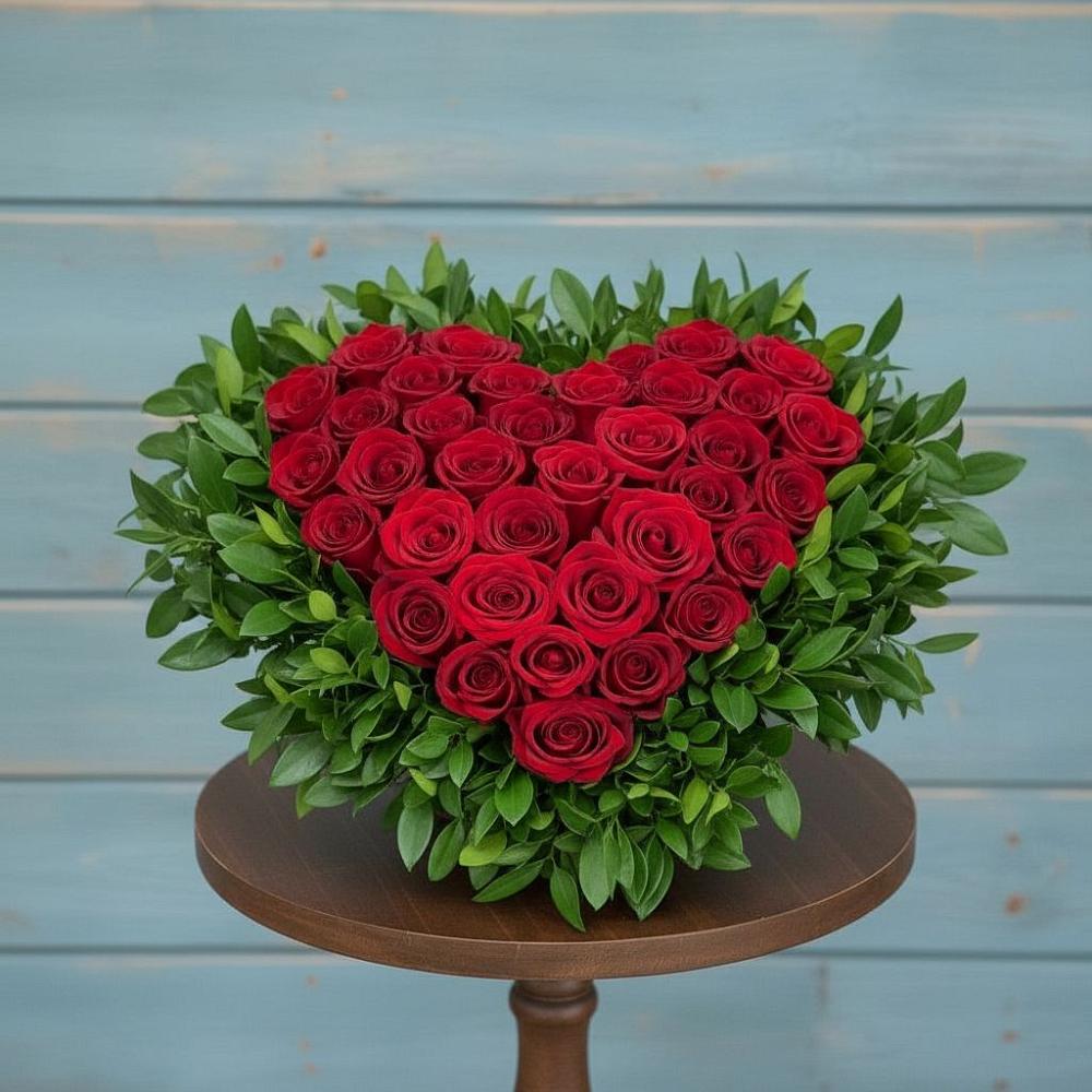 Цветочная композиция из Розы в виде сердца в Обливской