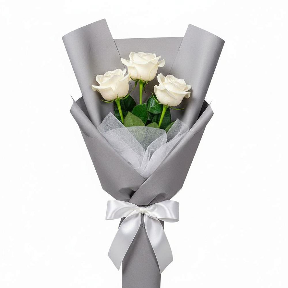 Букет 3 белые розы в Обливской