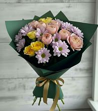Букет цветов из:  Хризантемы и Розы в Обливской