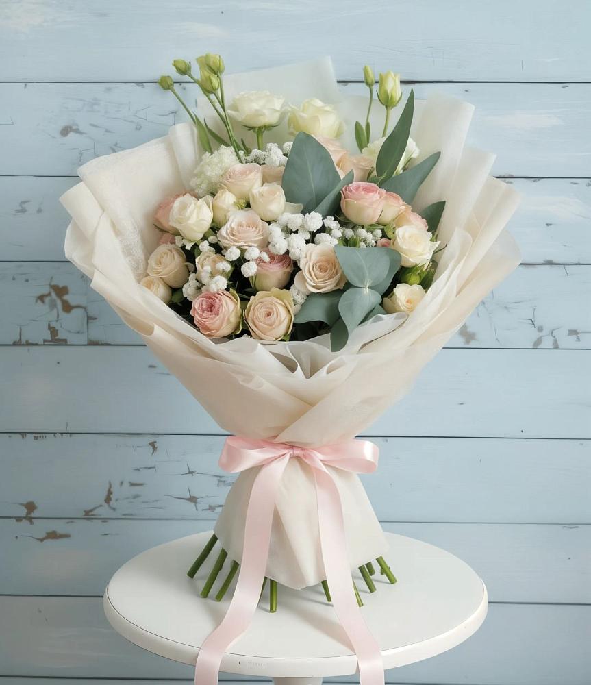 Букет цветов из: Розы и Лизиантусы в Обливской