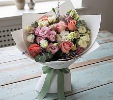 Букет цветов из:  Розы, Лизиантусы и Гвоздики в Обливской