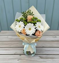 Букет цветов из:  Герберы, Розы и Хризантемы #REPLACE_PRED# Обливской