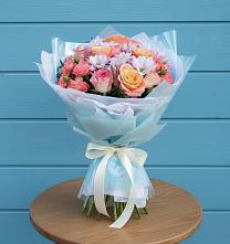 Букет цветов из:  Хризантемы и Розы в Обливской