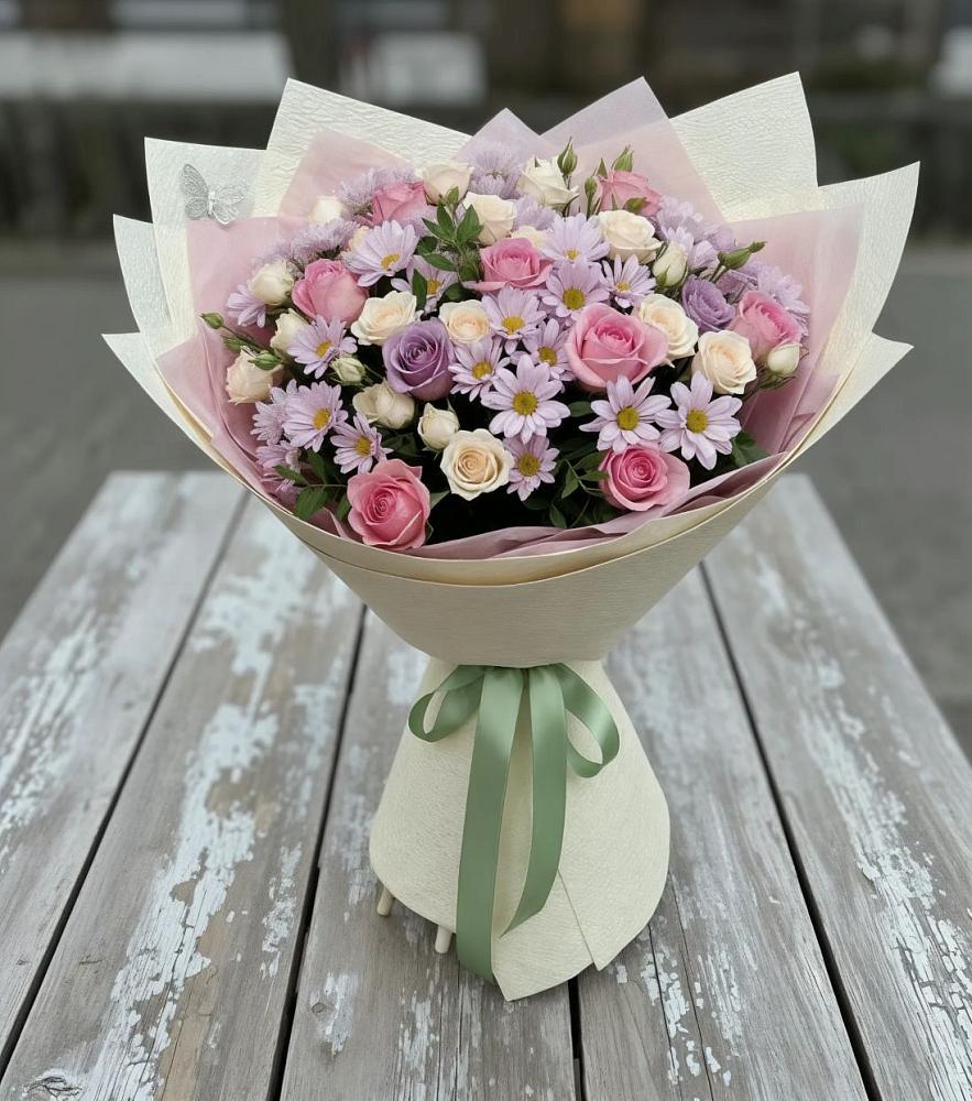 Букет цветов из: Розы и Хризантемы в Обливской